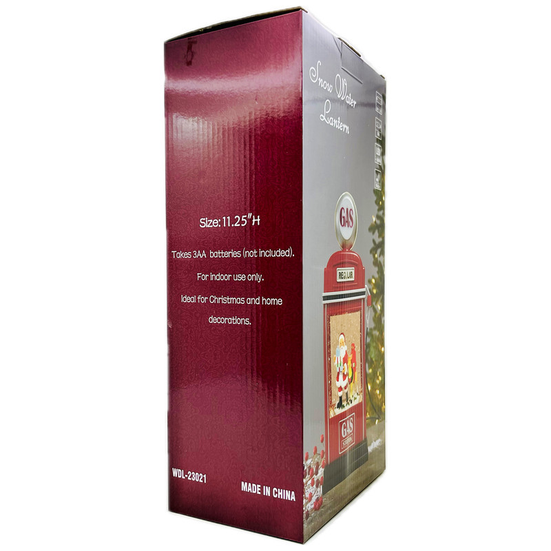 گوی موزیکال مدل پمپی ماشین هدایای بابانوئل در پمپ بنزین طرح کریسمس کد P331