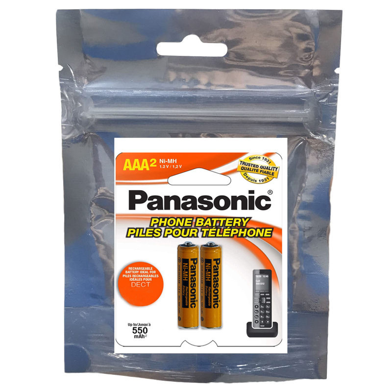 باتری نیم قلمی قابل شارژ تلفن بی سیم پاناسونیک مدل  (Ni-MHHHR-55AAAB(HRMR03  بسته دو عددی