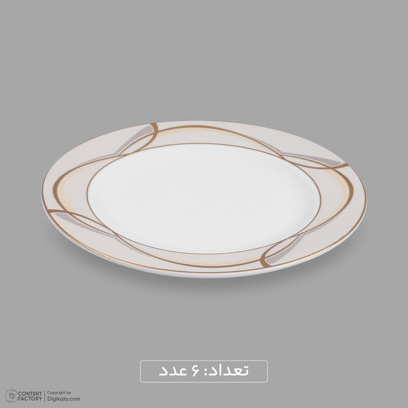 سرویس 20 پارچه چینی دینووا ساینا طرح گرد نسخه 6، قابل شستشو با دست و ماشین ظرفشویی، شامل 6 بشقاب غذاخوری، 6 بشقاب خورش‌خوری، 6 پیش‌دستی، ظرف سرو پنیر و تخته سرو