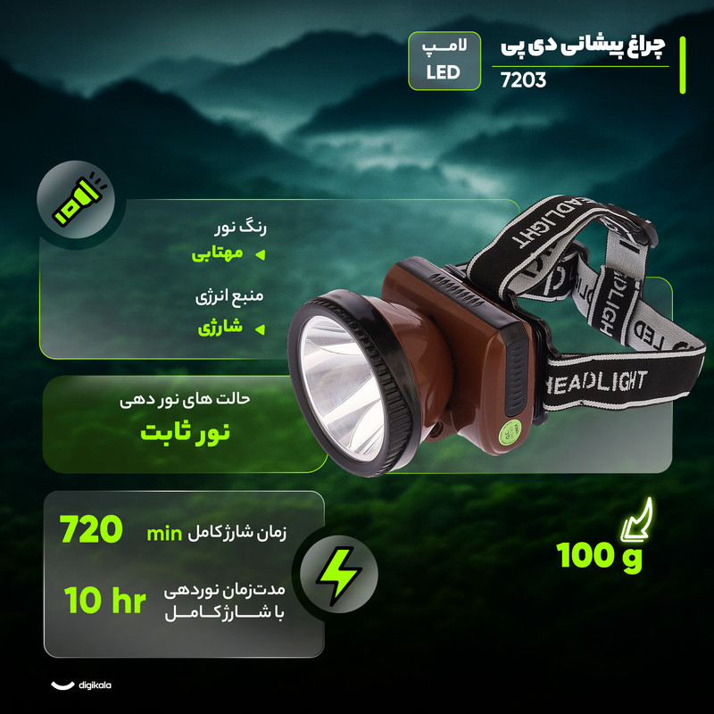 چراغ پیشانی دی پی مدل 7203