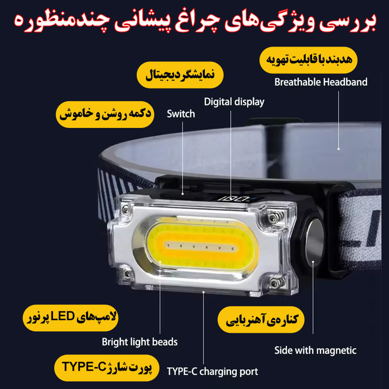 چراغ پیشانی مدل T137 با نور مهتابی