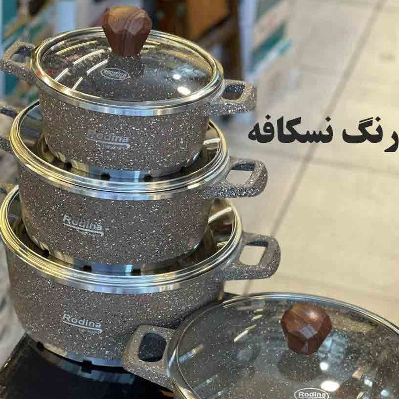 سرویس قابلمه و تابه آلمینیوم گرانیت 8 پارچه رودینا کد 08