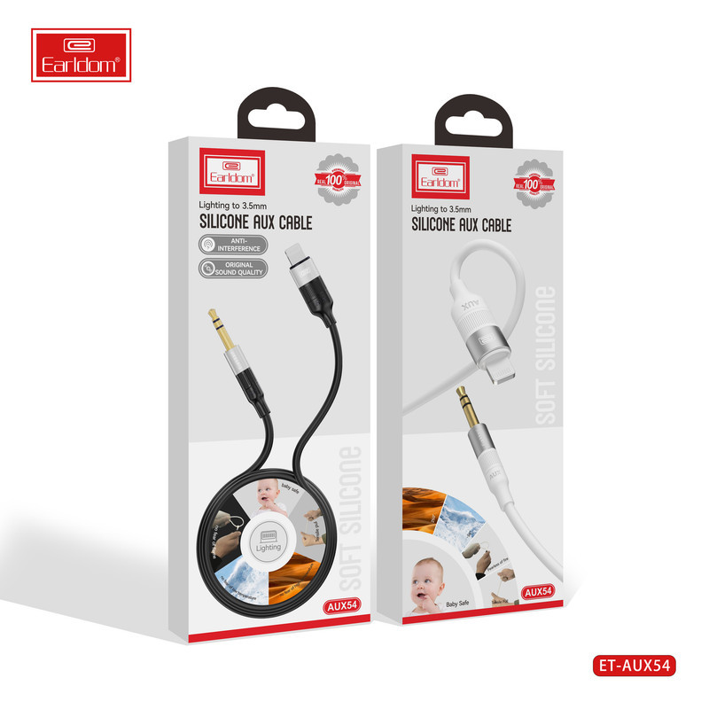 کابل تبدیل AUX به لایتنینگ ارلدام مدل AUX54 طول 1 متر
