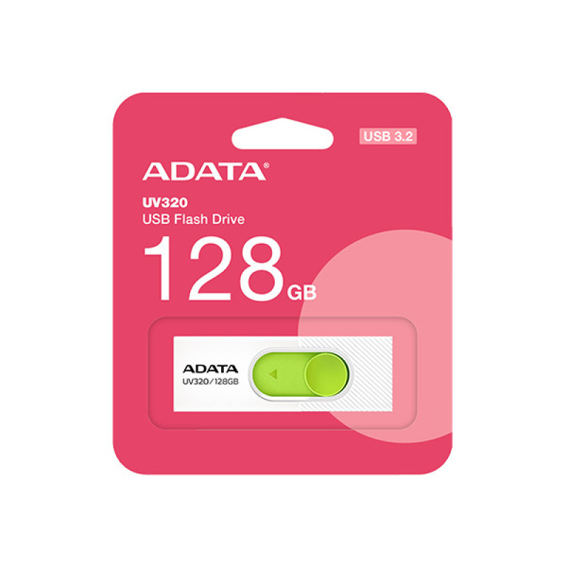 فلش مموری ای دیتا مدل UV320 ظرفیت 128 گیگابایت با درگاه USB 3.1 کشویی و سازگار با ویندوز، مک و لینوکس، انتقال داده با سرعت 10 گیگابیت بر ثانیه و طراحی جمع‌وجور