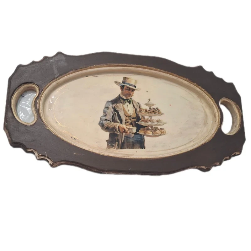 سینی دسته دار طرح موسیو سايز 33×17 سانتی متر