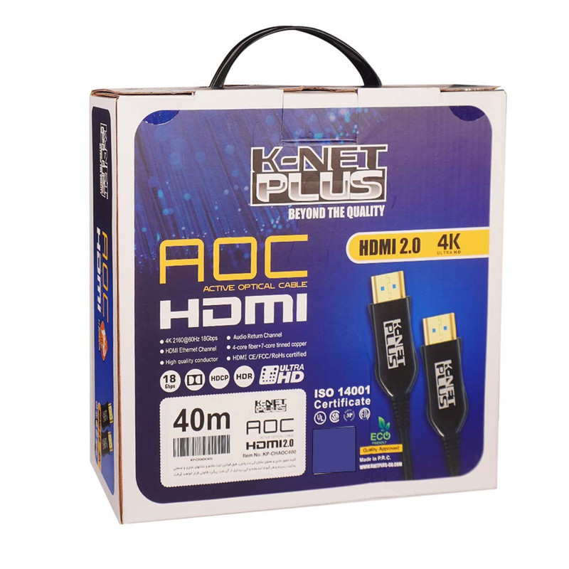 کابل HDMI 2.0 فیبر نوری کی نت پلاس مدل KP-CHAOC400 طول 40 متر