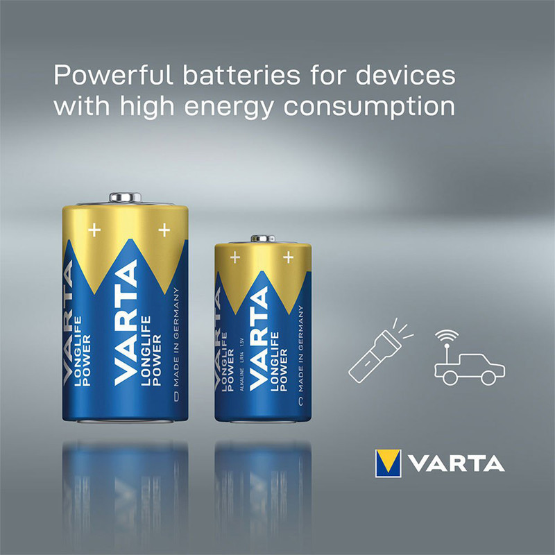 باتری C وارتا مدل long life power C بسته دو عددی