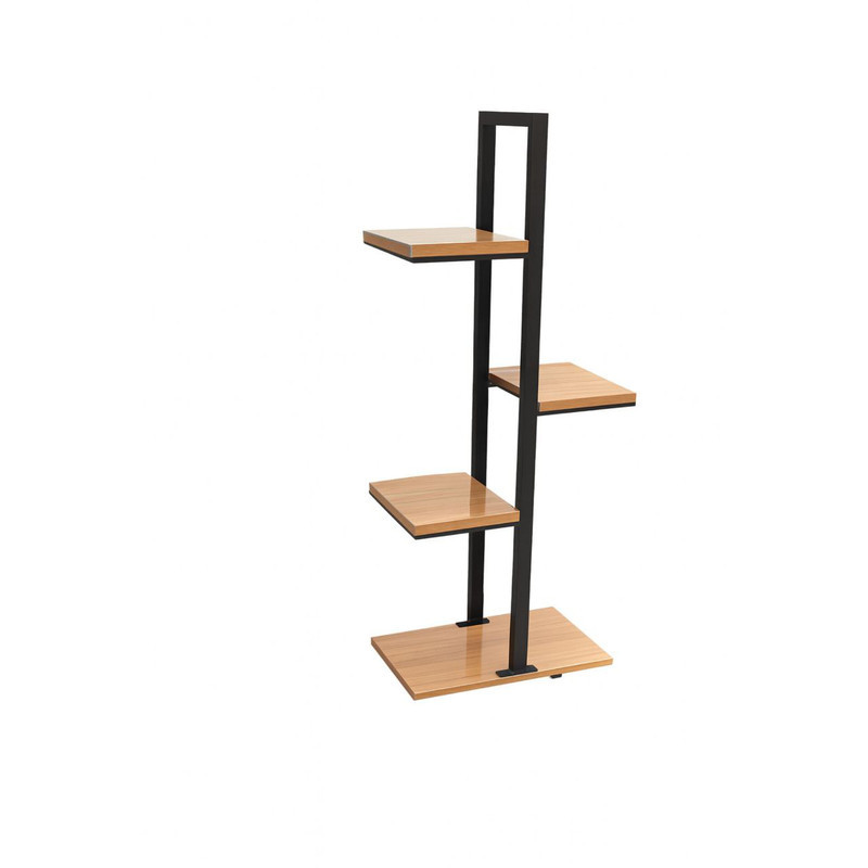 استند گل ایستاده مدل G-15 با پروفیل فلزی مقاوم و طبقات MDF ضدآب، مناسب برای گل‌های آپارتمانی و گیاهان آبی، طراحی استوانه‌ای با استحکام بالا و ابعاد 120x55x25 سانتی‌متر