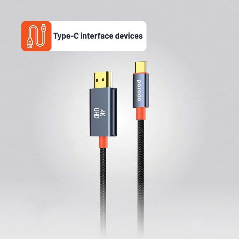 کابل تبدیل HDMI به USB-C پرودو مدل Woven Braided طول 2 متر