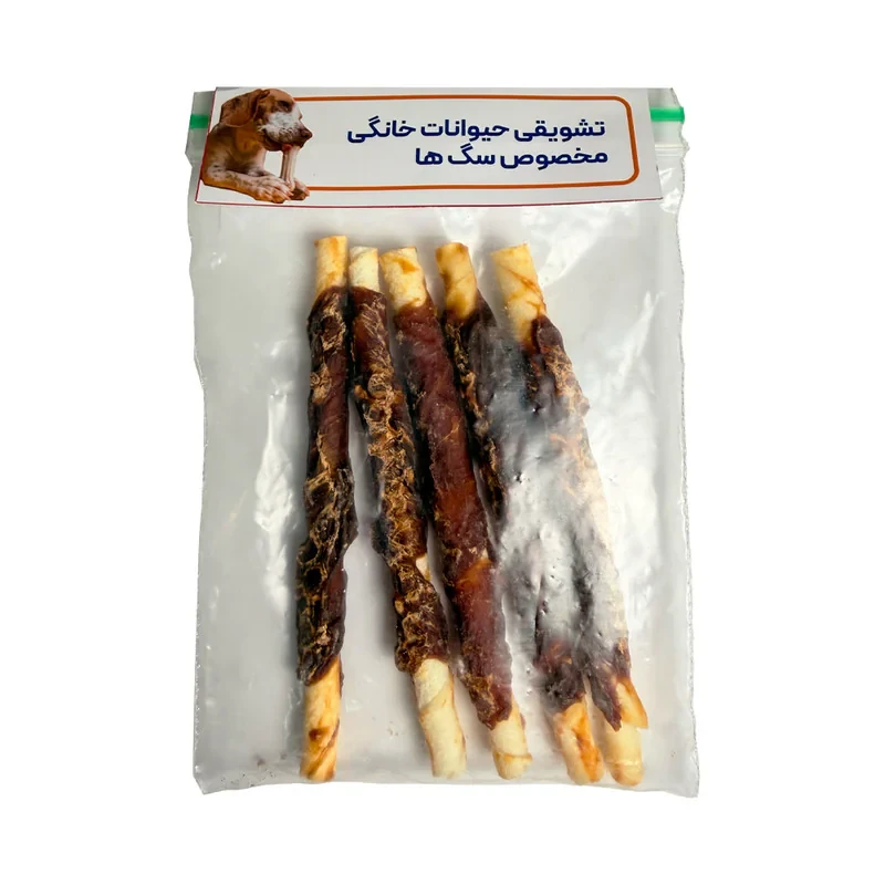 تشویقی سگ مدل دورپیچ گوشت طعم گوشت گاو وزن 60 گرم