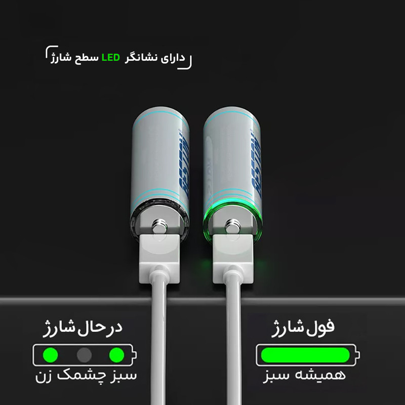 باتری نیم قلمی قابل شارژ بستون مدل 3AC-18 بسته ۲ عددی