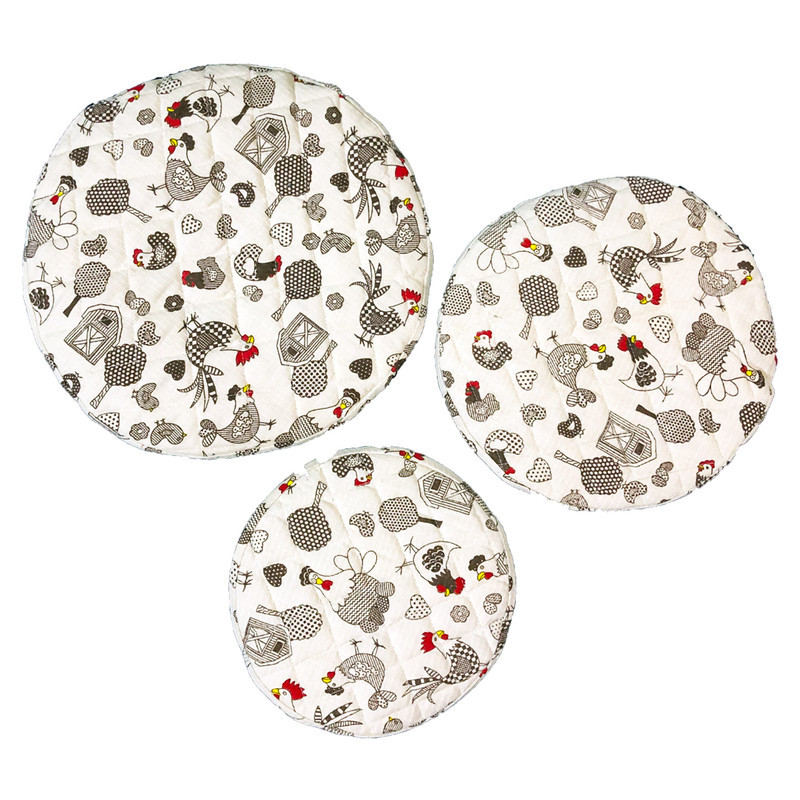 ست دمکنی 3 تکه صبا طرح مرغ و خروس کد 153