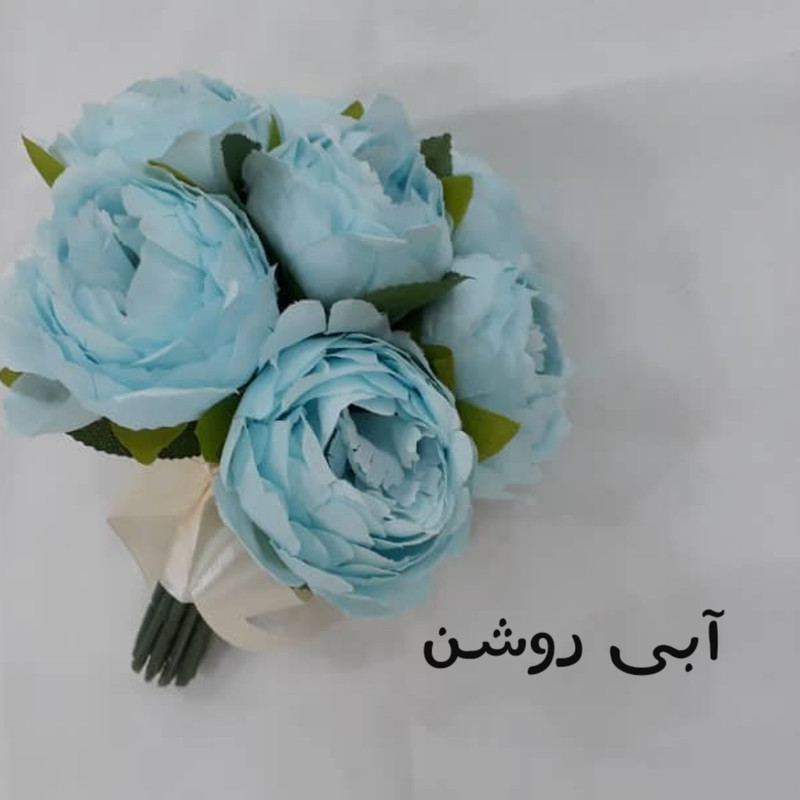 دسته گل مصنوعی مدل پیونی توپی PA_2314 پارچه‌ای با 7 گل، قابل شستشو، آهار ثابت، همراه برگ جداشونده، ابعاد 20×20×30 سانتی‌متر، وزن 600 گرم