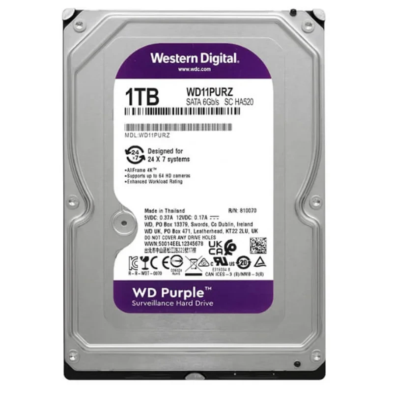 هارد دیسک اینترنال وسترن دیجیتال با رابط SATA 3.0 مدل WD11PURZ 6g SATA HA520 ظرفیت 1 ترابایت