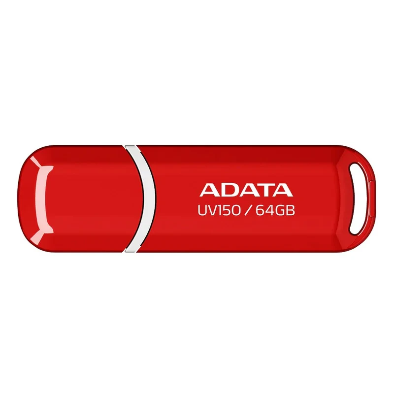 فلش مموری ای دیتا مدل UV150 ظرفیت 64 گیگابایت، رابط USB 3.2 Gen1، سرعت خواندن 90 مگابایت بر ثانیه، طراحی درپوش‌دار، سازگار با گوشی، تبلت، کامپیوتر و تلویزیون