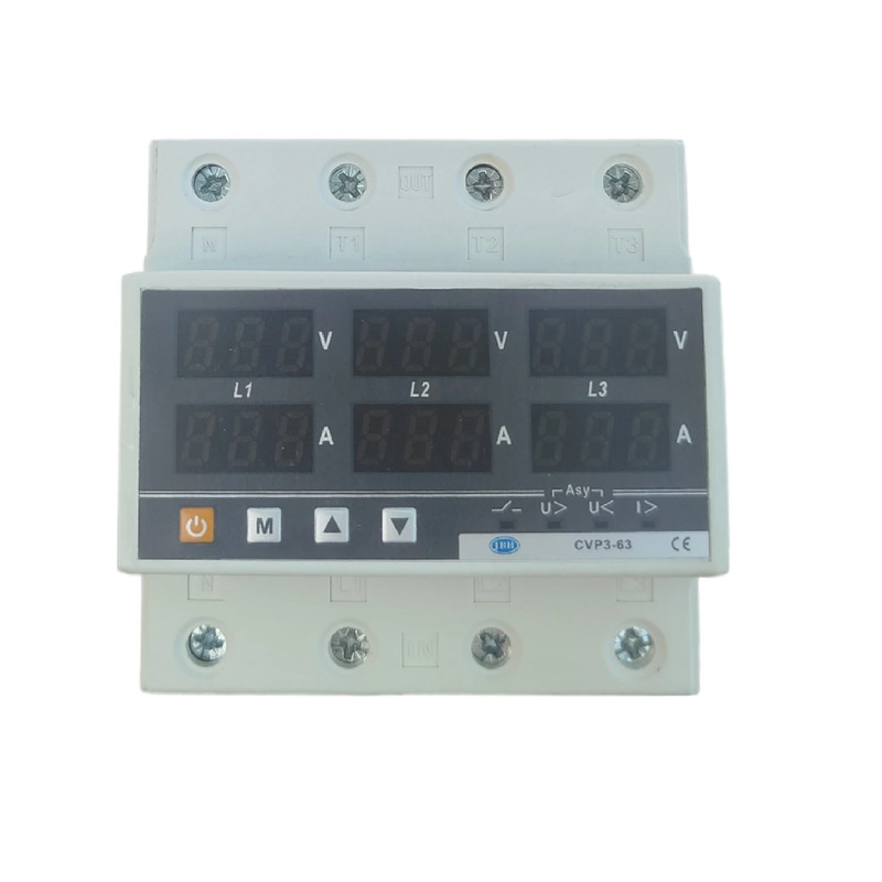 محافظ ولتاژ و جریان سه فاز 63 آمپر جی بی اچ کد JBHCVP-633PH63A