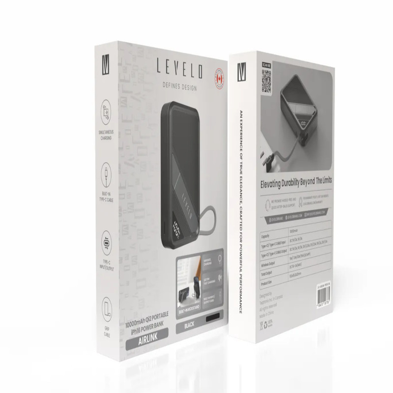 پاوربانک 20 وات لِولو مدل Levelo Airlink ظرفیت 10000 میلی‌آمپرساعت