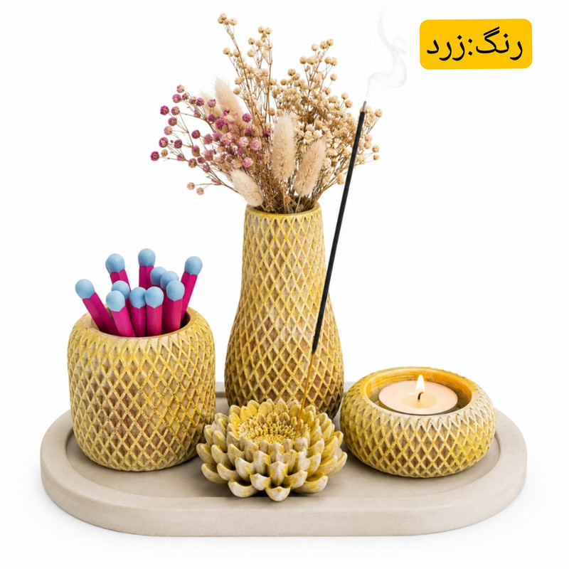 ست هدیه دکوری رومیزی مدل روژا مجموعه 5 عددی