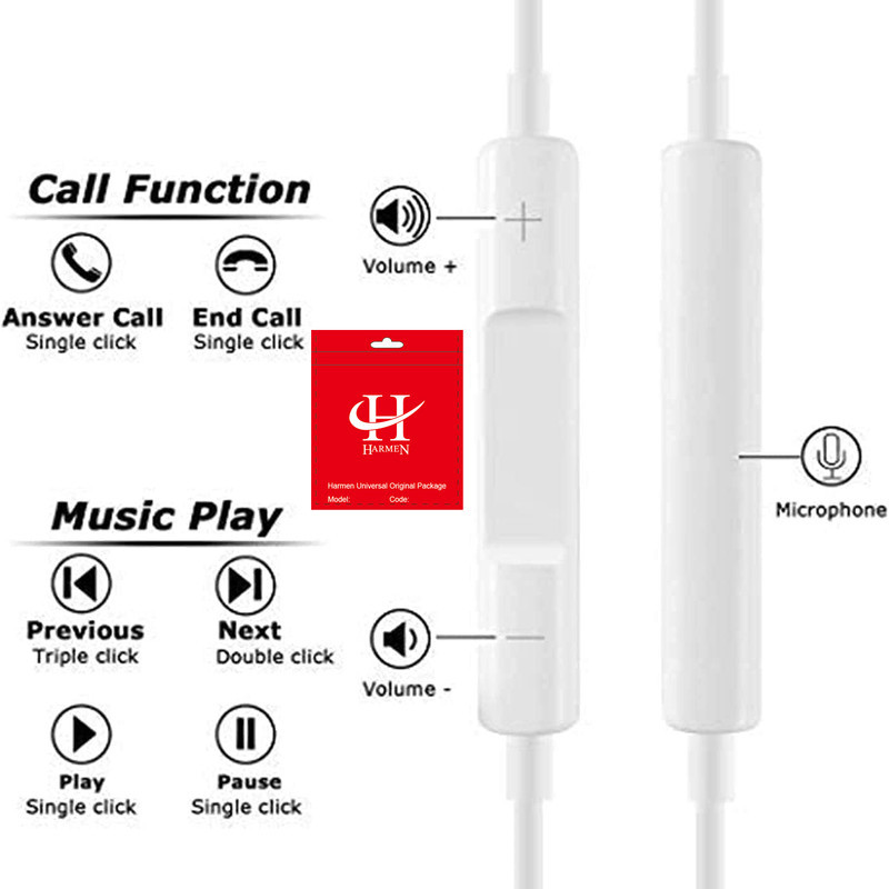 هندزفری هارمن مدل HIFI STEREO بدون قابلیت نویز کنسلینگ، اتصال از طریق USB Type-C