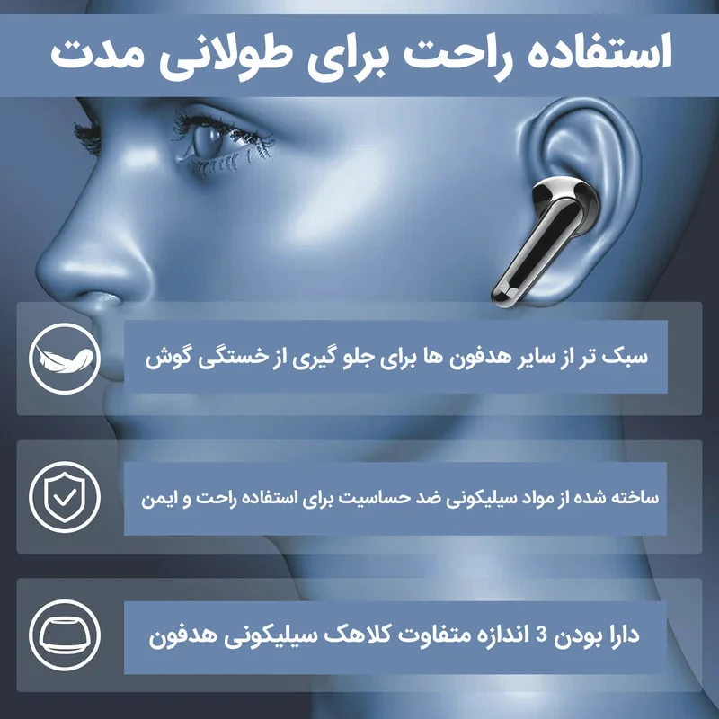 هدفون بلوتوثی مانستر مدل V8 دارای نویز کنلسینگ فعال (ANC) و نویز کنسلینگ بدنه (ENC)، درگاه شارژ USB-C، دارای نمایشگر روی محفظه شارژ