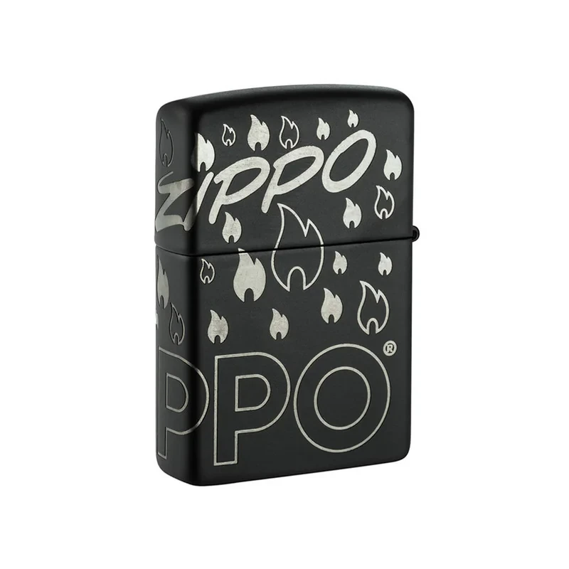 فندک بنزینی زیپو مدل 48908 218C ZIPPO DESIGN طرح لوگو و شعله زیپو