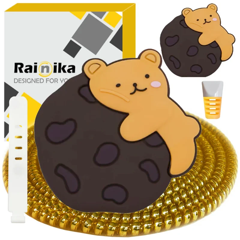 محافظ کابل شارژر دیواری رینیکا مدل Teddy Biscuit BA مناسب برای شارژر اپل 20 وات ba مجموعه 5 عددی