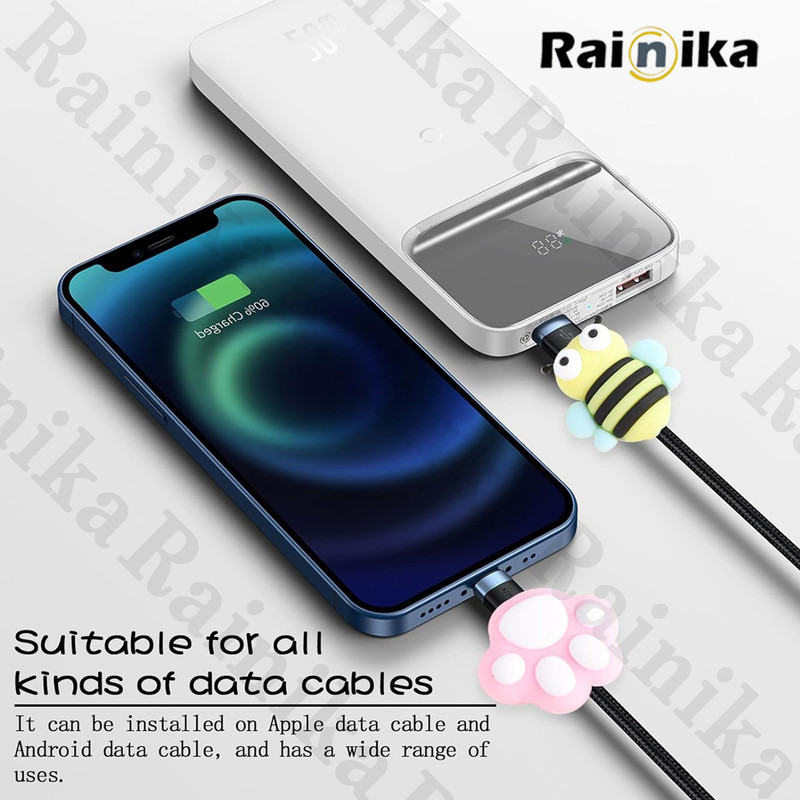 محافظ کابل شارژ و هندزفری رینیکا مدل Paw Pin KK 03 مجموعه 3 عددی