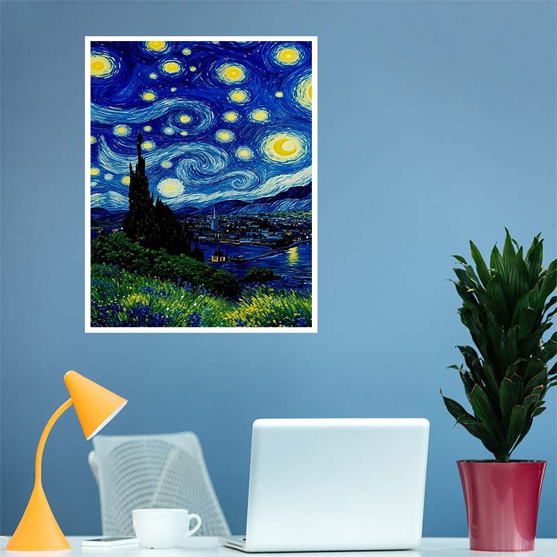 پوستر کارنيکا طرح شب پرستاره فانتزی ون‌گوگ Fantasy Starry Night Van Gogh کد 95216 مجموعه 8 عددی