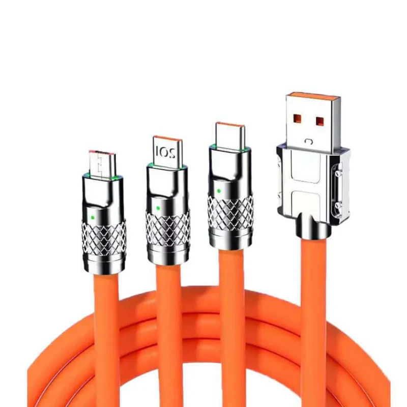 کابل تبدیل USB به لایتنینگMICROUSBUSB-C اچ تی ام مدل 3in1 به طول 1.2 متر
