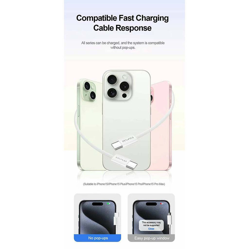 کابل USB-C اوی مدل CL-220T 60W طول 2 متر