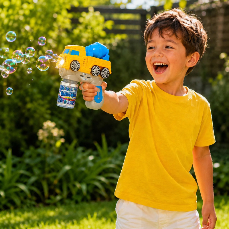 حباب ساز مدل تفنگی چراغدار طرح کامیون میکسر کد BUBBLE GUN TRUCK TRB