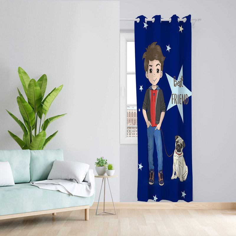 پرده مدل اتاق کودک مخمل پانچی طرح پسرانه کد 4694 سایز 140x280 سانتی متر