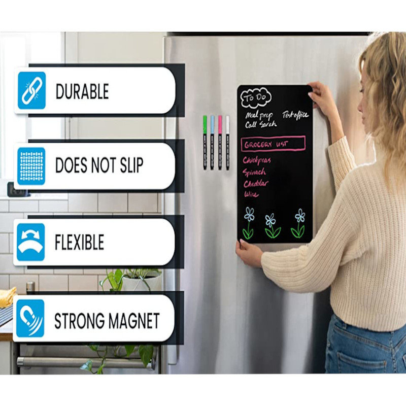 تخته وایت برد مدل انعطاف پذیر مغناطیسی سایز 43x28 سانتی متر به همراه ماژیک بسته 3 عددی