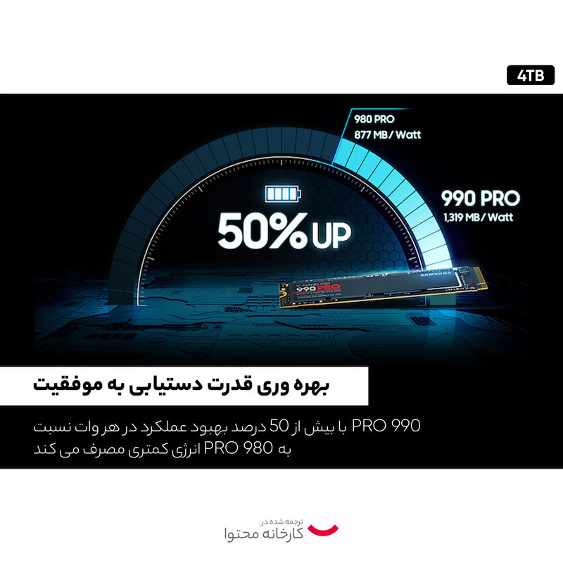 اس اس دی اینترنال سامسونگ مدل ™PRO 990 PCIe®4.0 NVMe ظرفیت چهار ترابایت