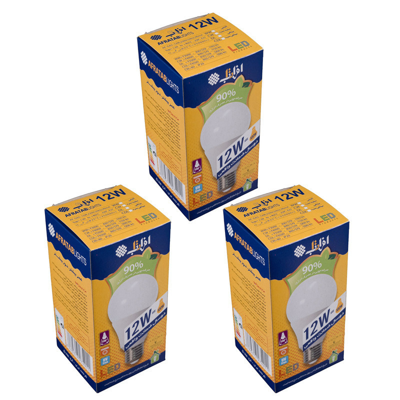 لامپ ال ای دی 12 وات افراتاب مدل AF-G65-12W پایه E27 بسته 3 عددی
