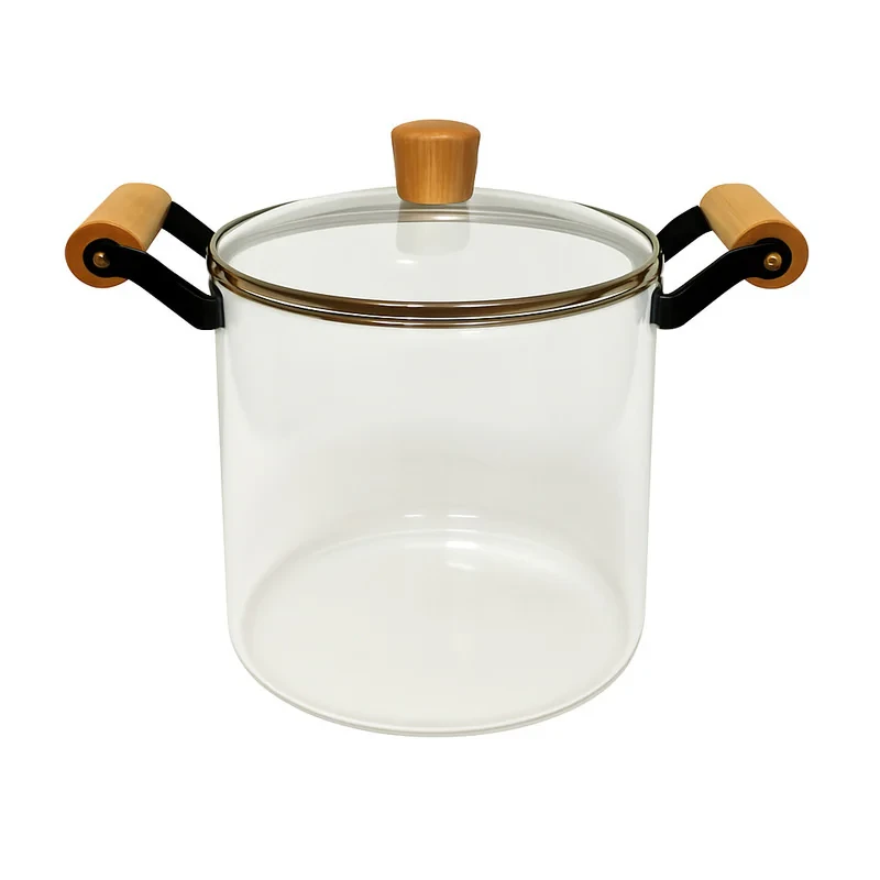 قابلمه پیرکس مدل شعله مستقیم دسته بامبو کد 5.5L سایز 20