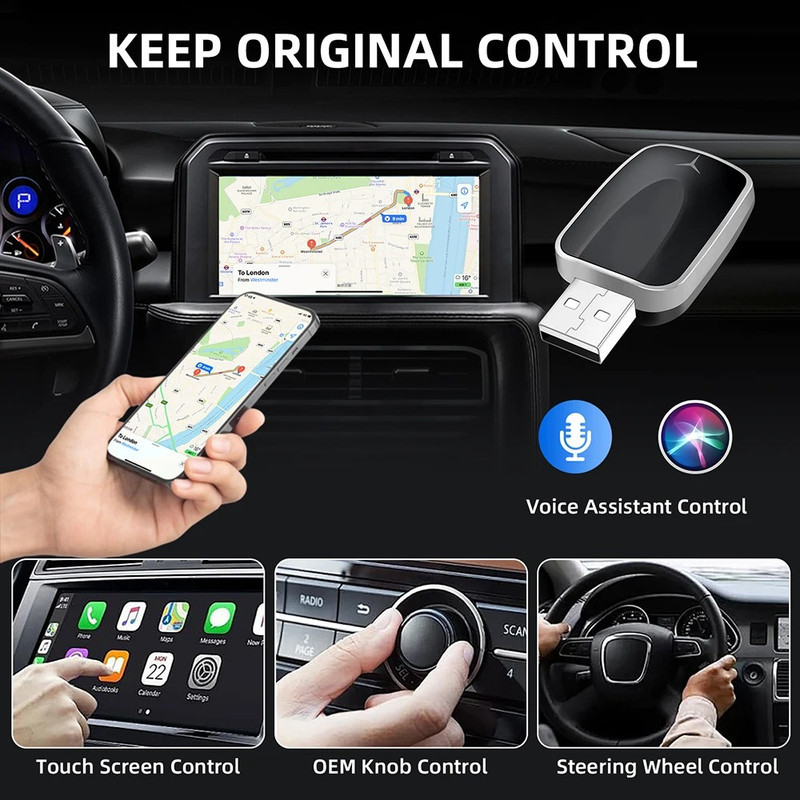 کارپلی و اندروید اتو مدل 2in1 به همراه مبدل USB به USB-C