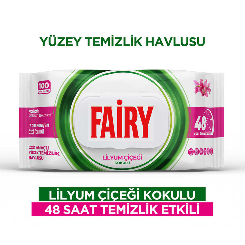 دستمال مرطوب فیری مدل Lilyum بسته 100 عددی