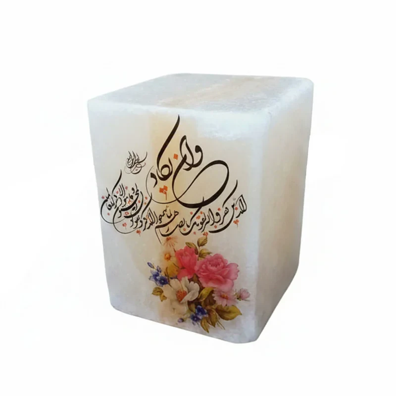 آباژور سنگ نمک مدل مکعب ایستاده کد 08