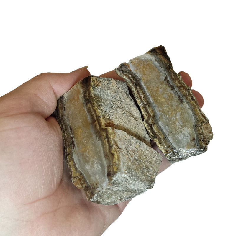 سنگ عقیق مدل مویی دودی کد P 42 مجموعه 2 عددی
