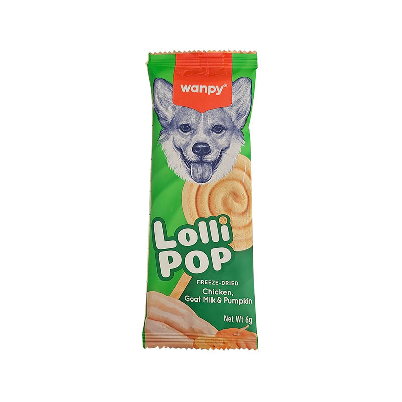 تشویقی سگ ونپی مدل Freeze Dried Lollipop طعم مرغ شیر بز و کدو تنبل وزن 14 گرم بسته 10 عددی