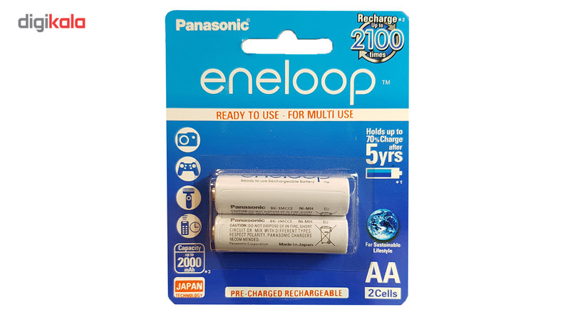 باتری قلمی قابل شارژ پاناسونیک مدل Eneloop JAPAN Techoilogy بسته 2 عددی