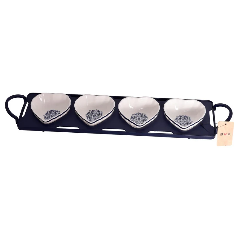 اردوخوری بی‌وی‌کی طرح آترین کد 475534، مجموعه 4 عددی، مناسب سرو و پذیرایی، قابل شستشو در ماشین ظرفشویی