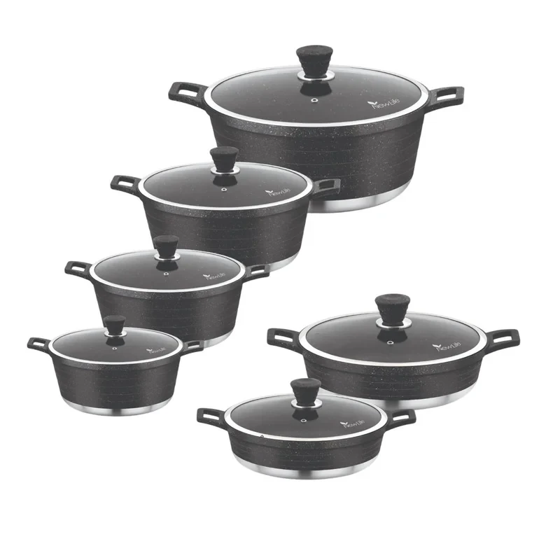 سرویس قابلمه و تابه گرانیتی 12 پارچه نیولایف مدل AFRA-6312