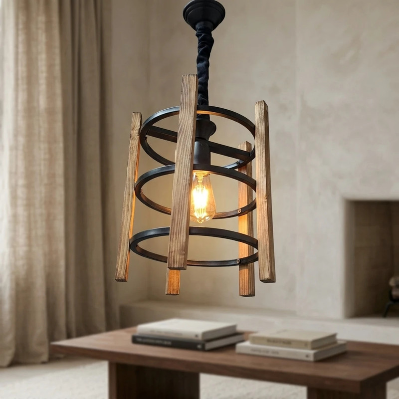 لوستر 1 شعله شاهان تک مدل WOOD.15