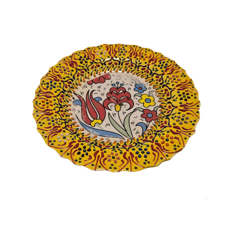 بشقاب میناکاری مدل نقش برجسته لب کنگره ای کد 185 بسته 6 عددی
