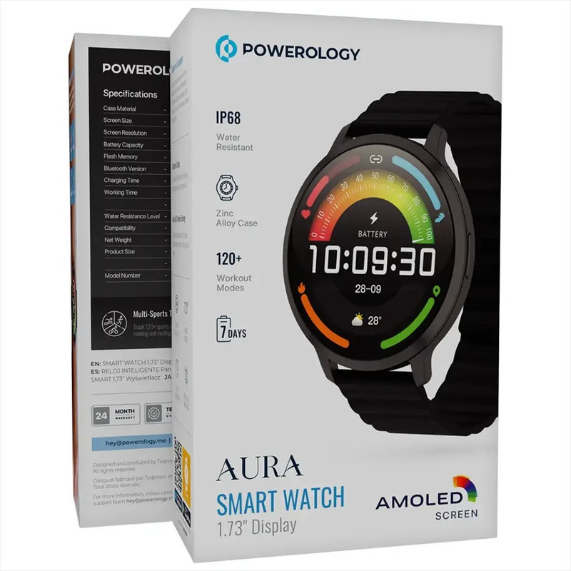 ساعت هوشمند 1.73 اینچی پاورولوجی مدل Aura PSWASW1801 با بند سیلیکونی