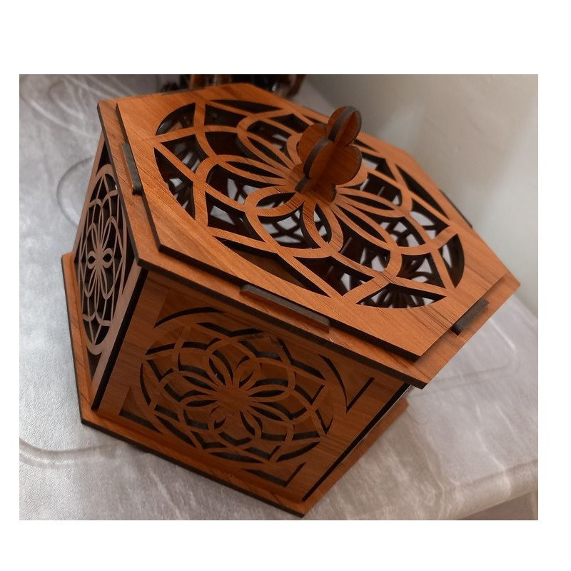 ظرف شکلات خوری چوبی طرح شمسه کد 145