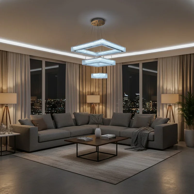 لوستر سه حلقه ژرفا مدل مدرن کد 503015