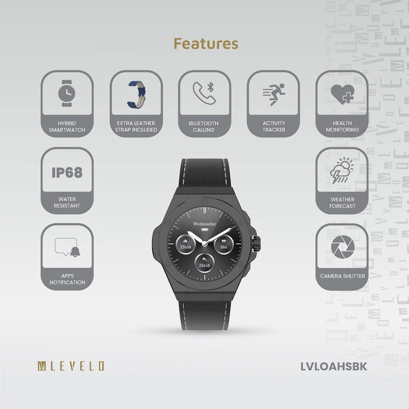 ساعت هوشمند 44 میلی متری لولو مدل Oak Automatique Hybrid بند چرم